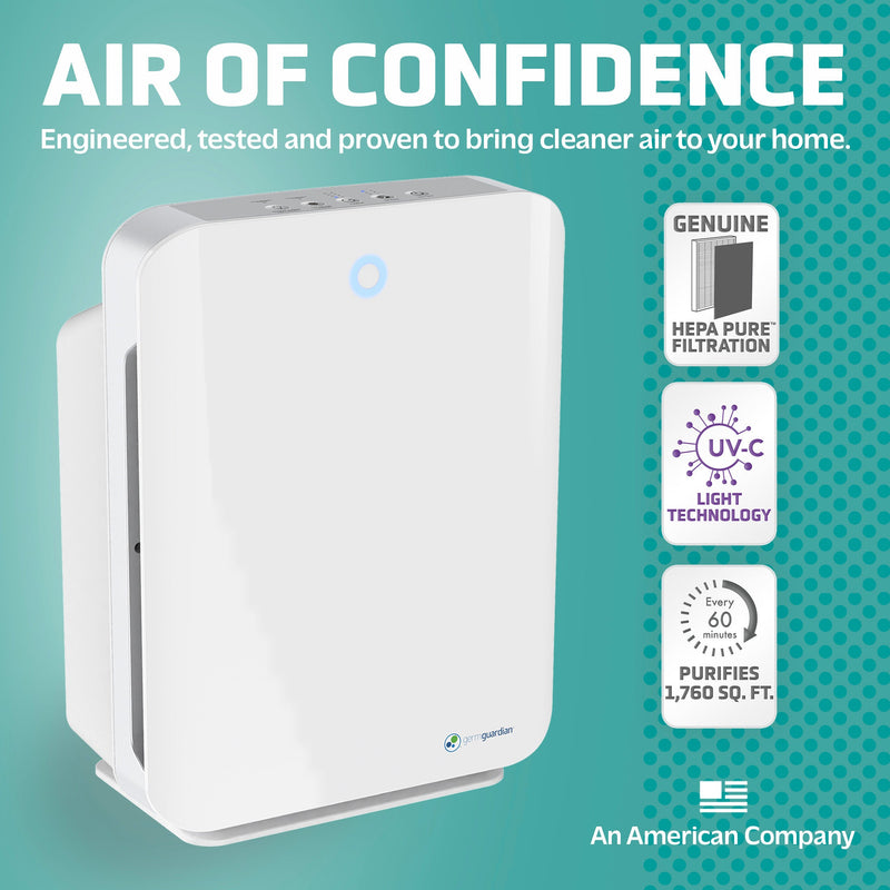 GermGuardian AC5900WCA Large Room Allergen and Odor Reducing Air Cleaning System with HEPA Filter and UV-C